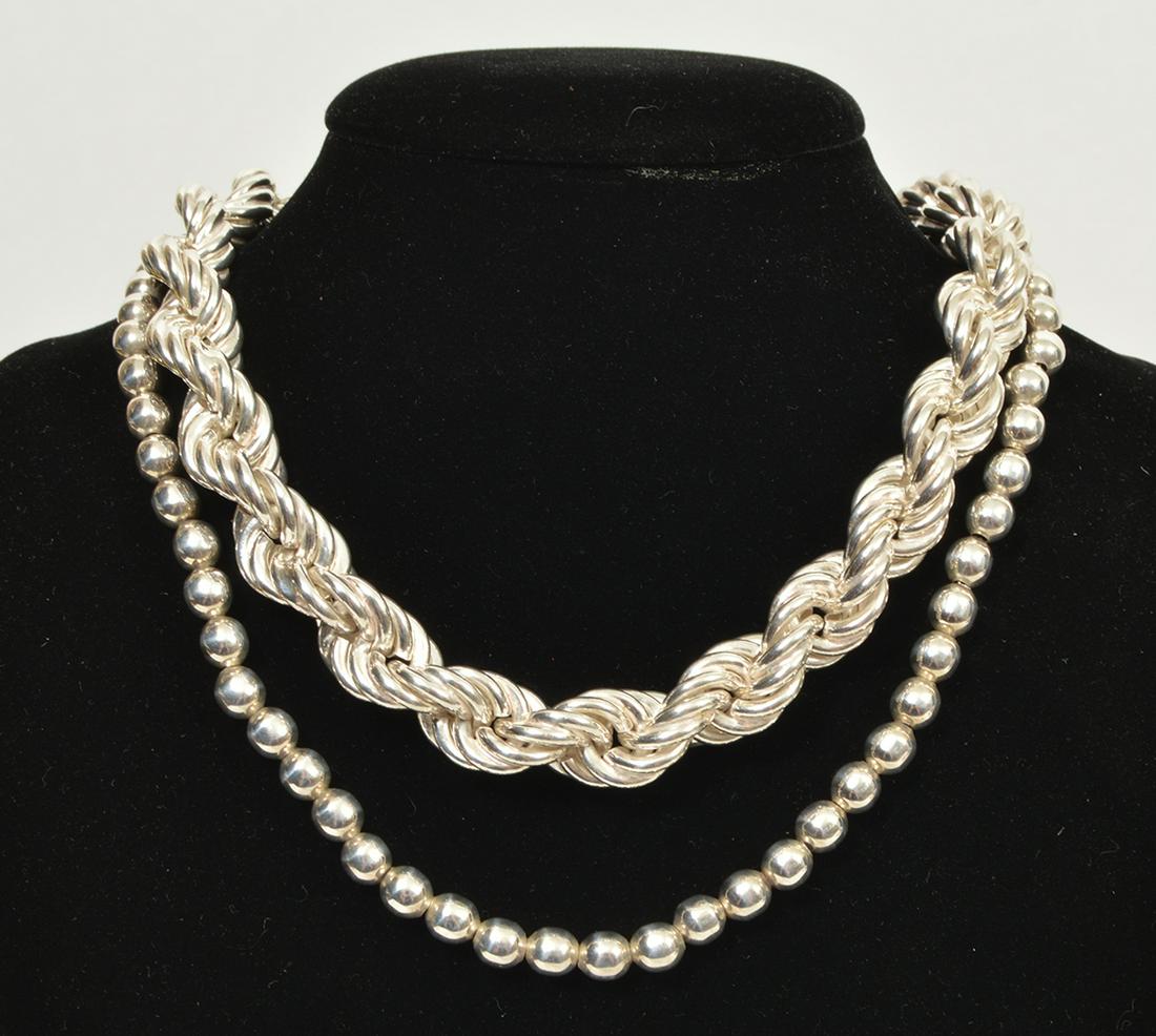 2 Mexican Sterling Silver Necklaces 169 grams (1 of 5)