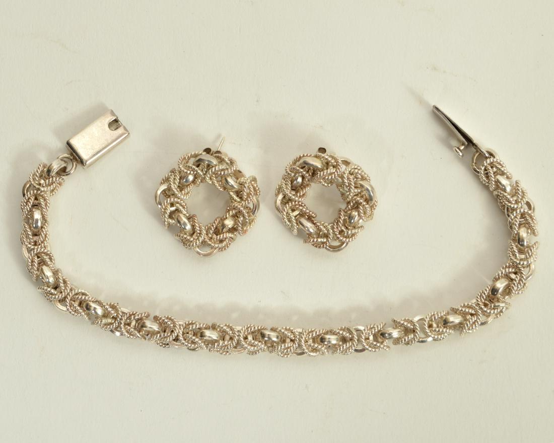Mexican Sterling Bracelet & Matching Earrings (1 of 3)