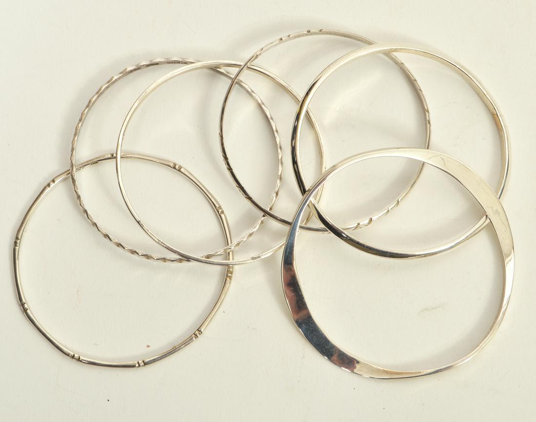 6 Mexican Sterling Silver Bangles (1 of 4)