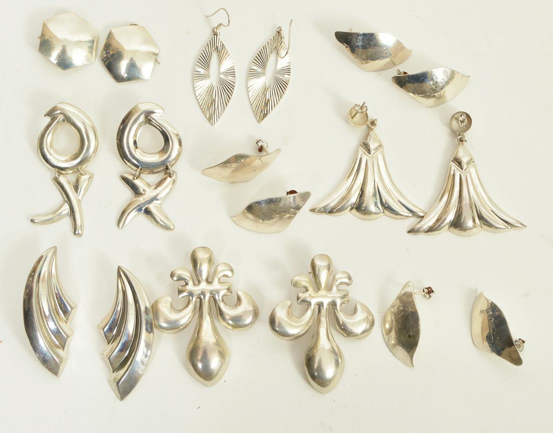 9 Pairs of Mexican Sterling Earrings (1 of 8)