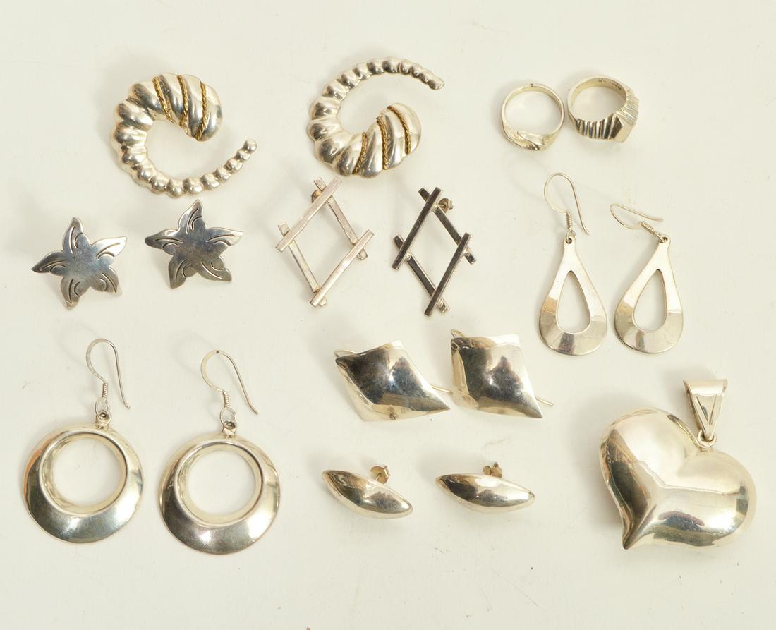 Mexican Sterling Jewelry Earrings Ring Pendant (1 of 6)