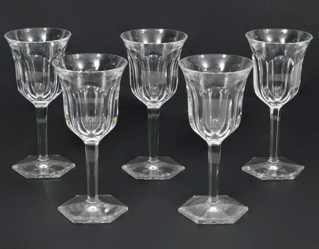5 Baccarat Malmaison Port Wine Glasses: 5 Baccarat Malmaison port wine glasses, hand blown crafted in France, marked on bottom. Measures 6"H. Condition report: good condition, no issues, see photos. Please examine all photos closely. Contac