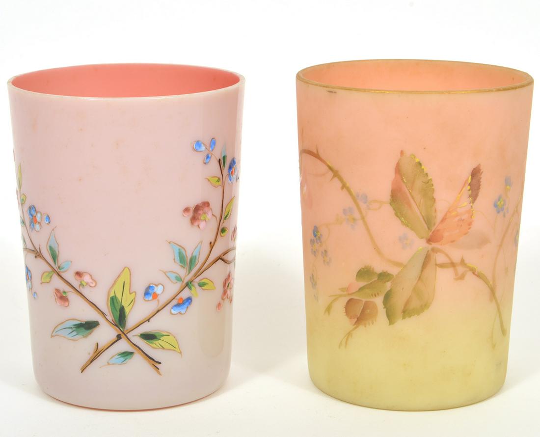 2 Mt. Washington Peachblow Decorated Glasses (1 of 7)