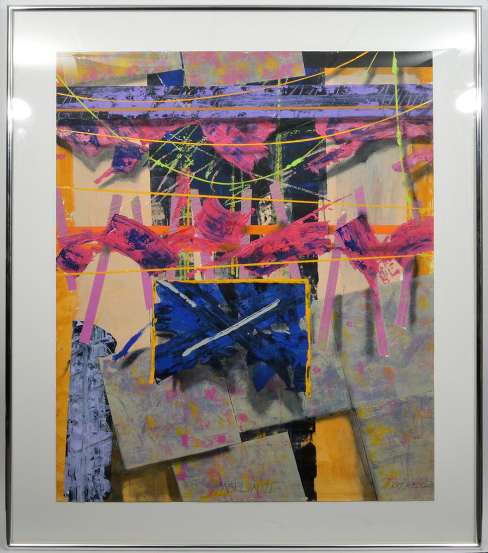 Signed Thomas Mixed Media Oil Abstract Painting (1 of 8)