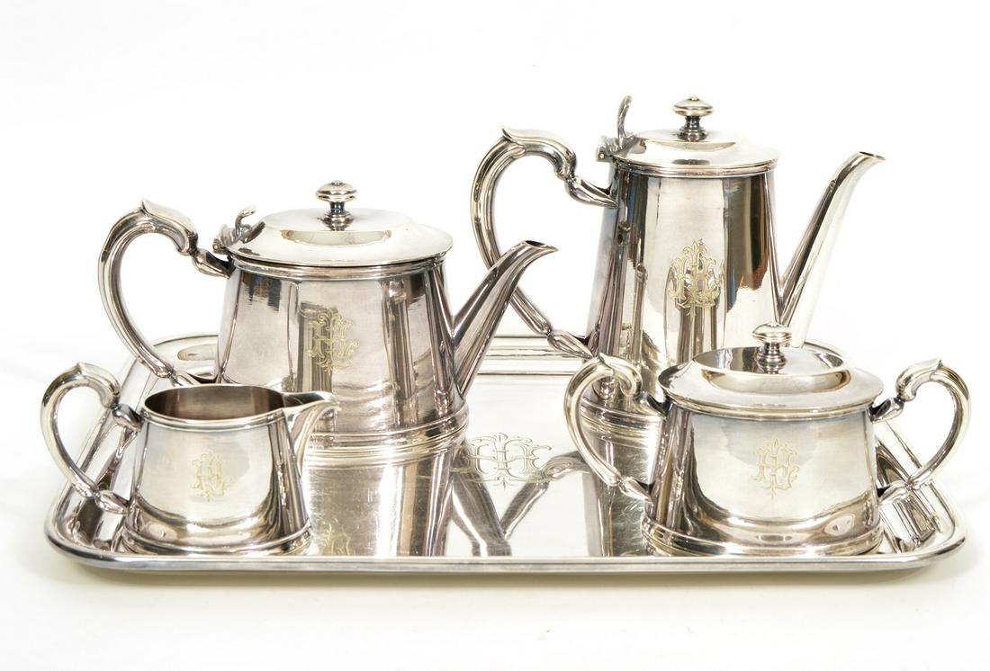 Christofle 5 Pc Tea & Coffee Set w/ Tray (1 of 9)