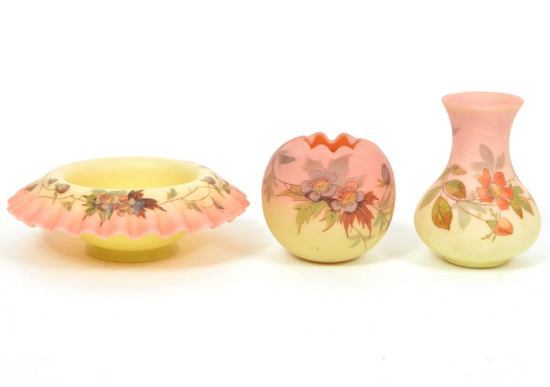 3 Pcs. Mount Washington Burmese Art Glass (1 of 8)