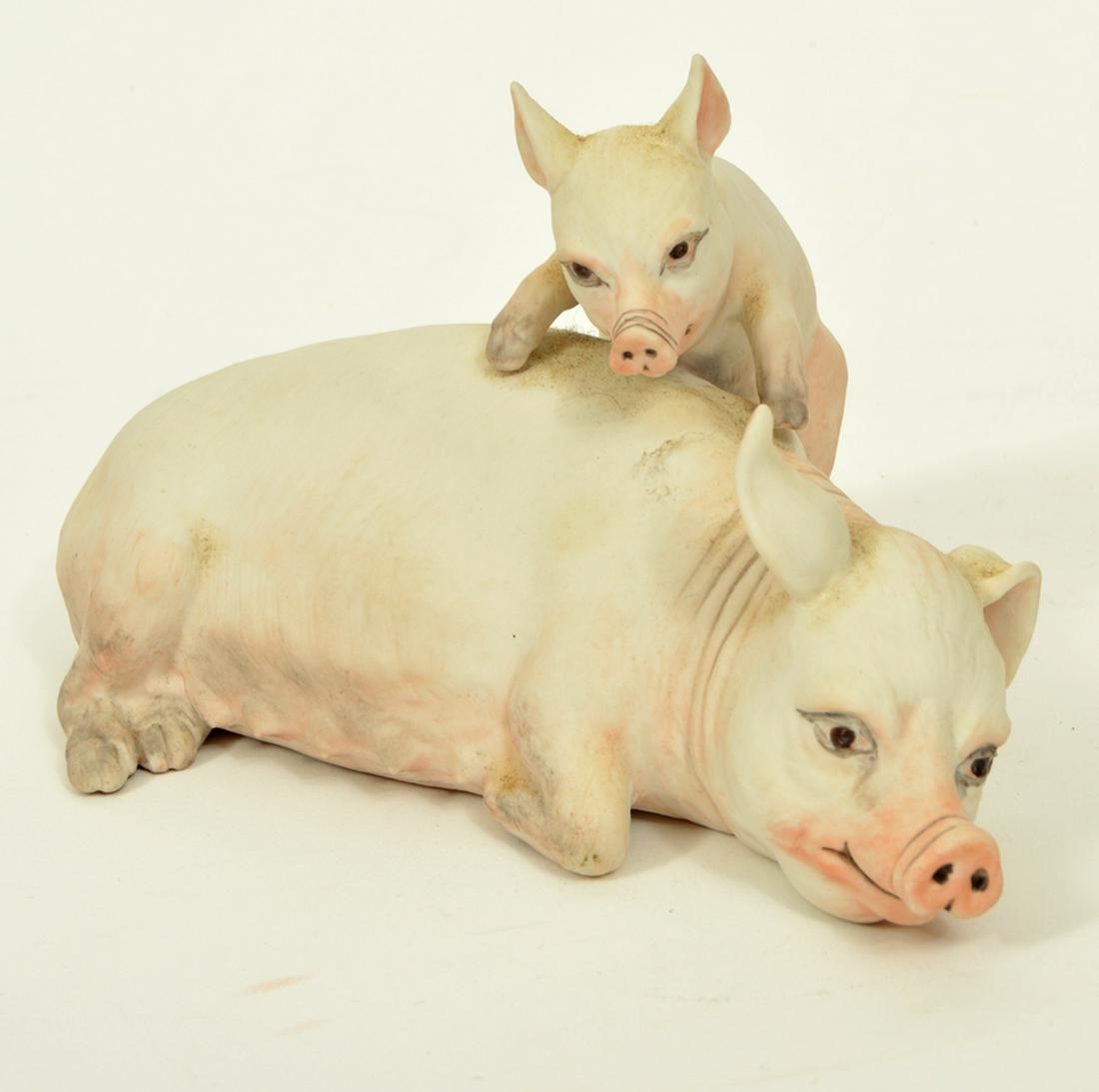 Boehm Porcelain Sow and Piglet Figurine (1 of 6)