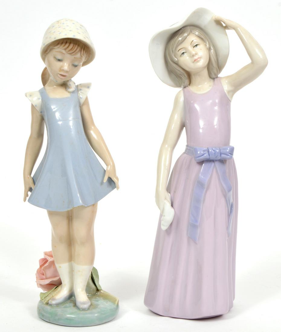 Lladro & KPM Porcelain Figurines of Girls in Hats (1 of 6)