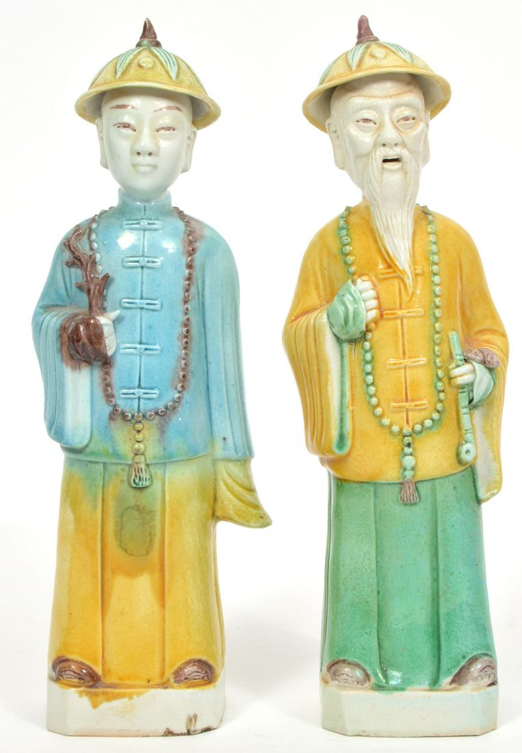 Pair of Chinese Glazed Ceramic Figures (1 of 9)