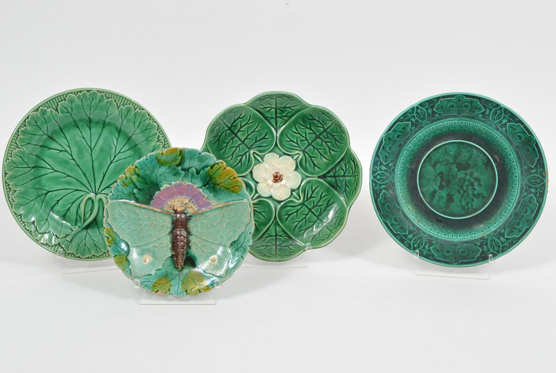 4 Green Majolica Decorative earthenware Plates (1 of 11)