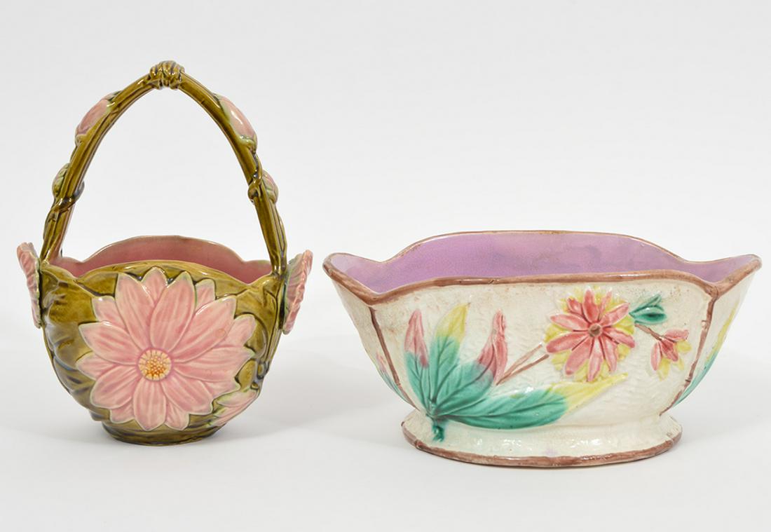 Majolica Porcelain Basket & Oval Serving Bowl (1 of 8)