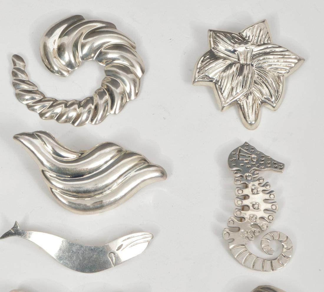 Lot of 10 Large Mexican Sterling Brooches 205g (1 of 5)