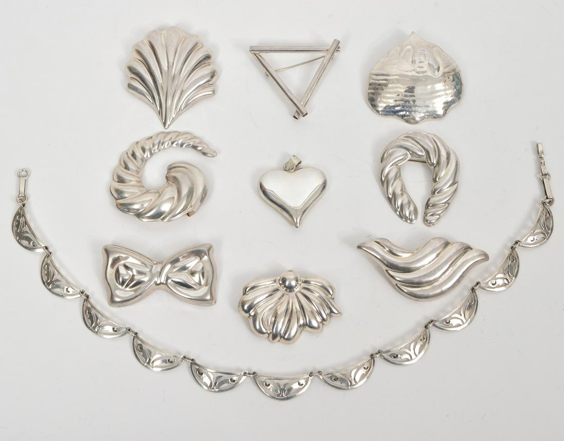 Mexican Sterling Brooches, Pendant & Necklace (1 of 5)