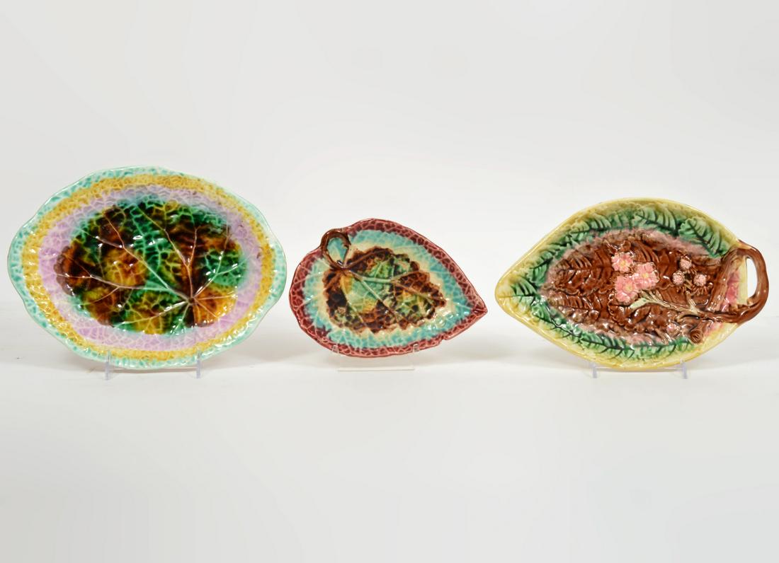 3 Majolica Multi-Colored leaf Plates (1 of 11)