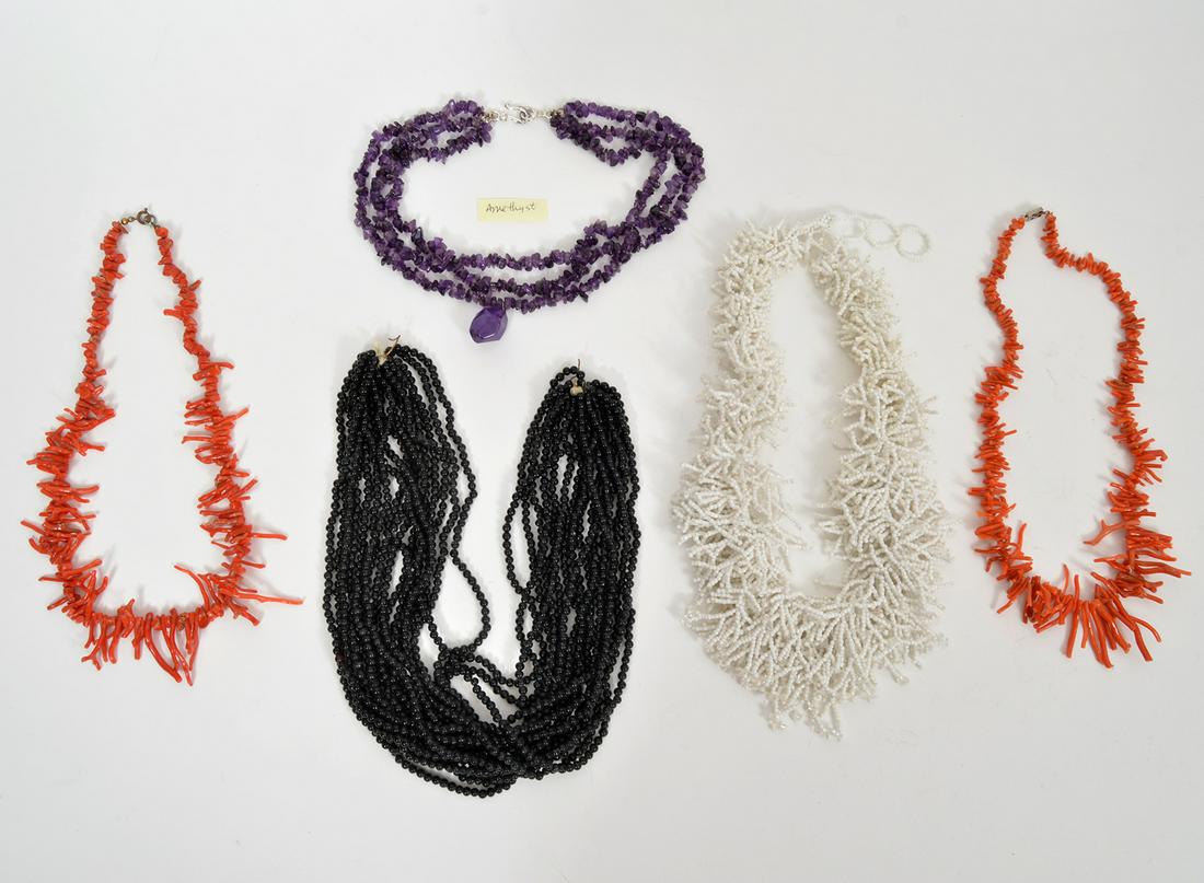 5 Necklaces Branch Coral, Amethyst & Beads (1 of 6)