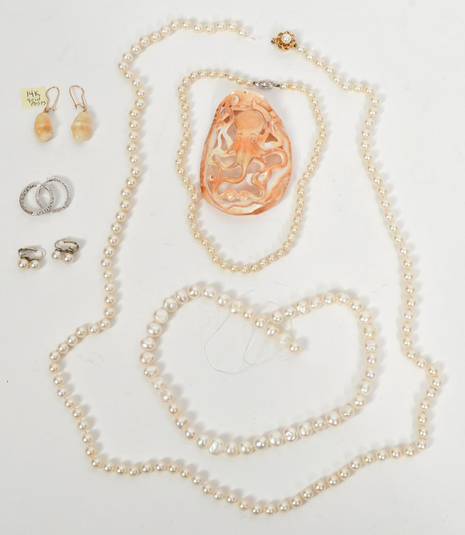4 Necklaces 3 Earrings Pendant 14K Pearls (1 of 6)