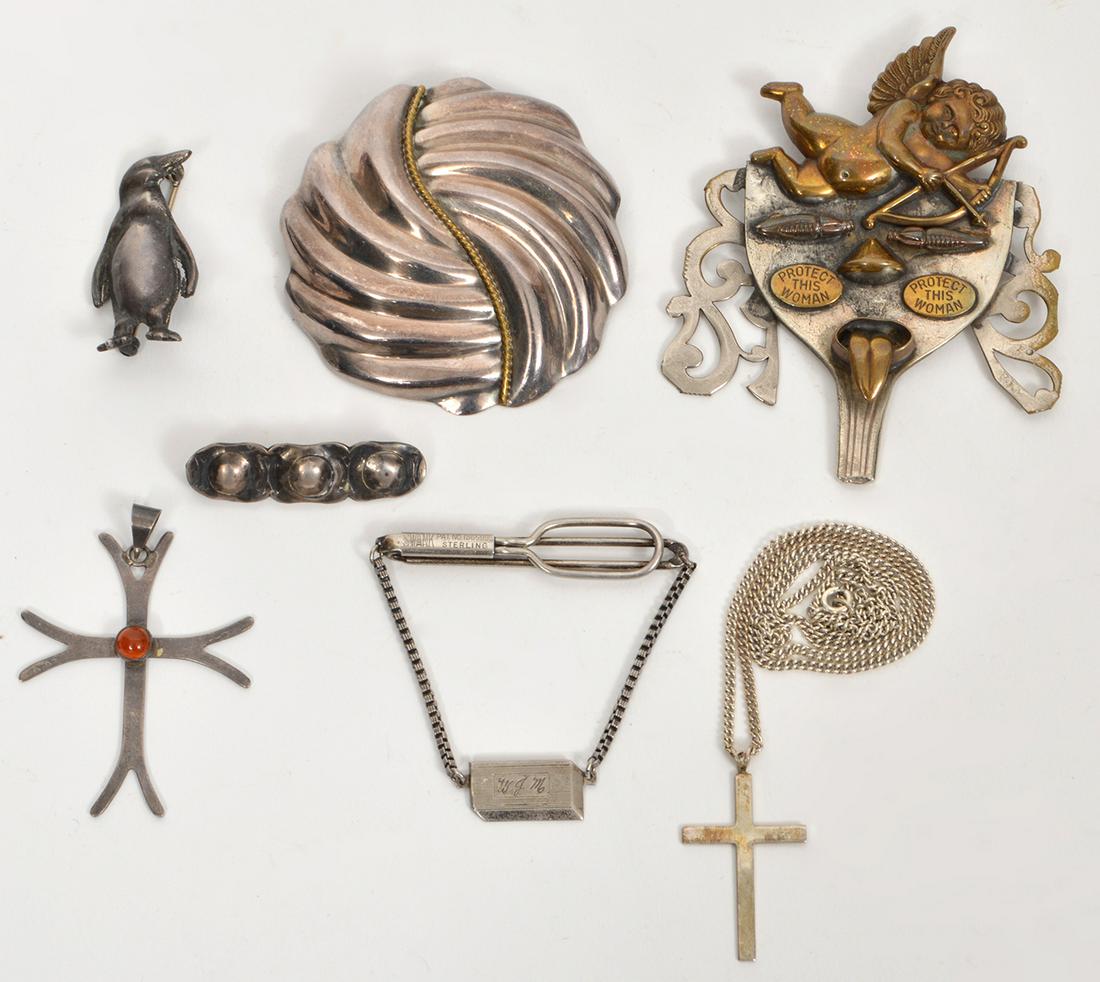 Sterling 2 Cross Pendants 4 Brooches 1Bar-Tie (1 of 6)