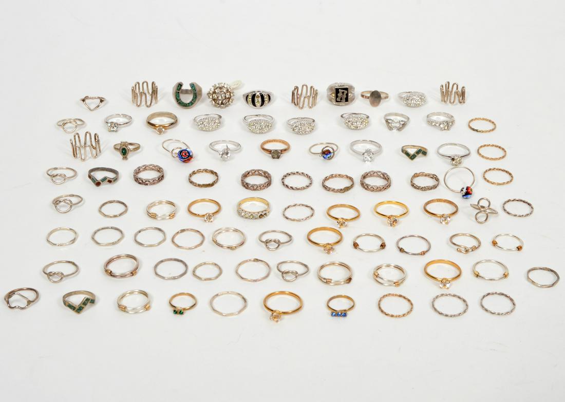Lot of Mixed Sterling 18K Plate & Costume Rings (1 of 6)