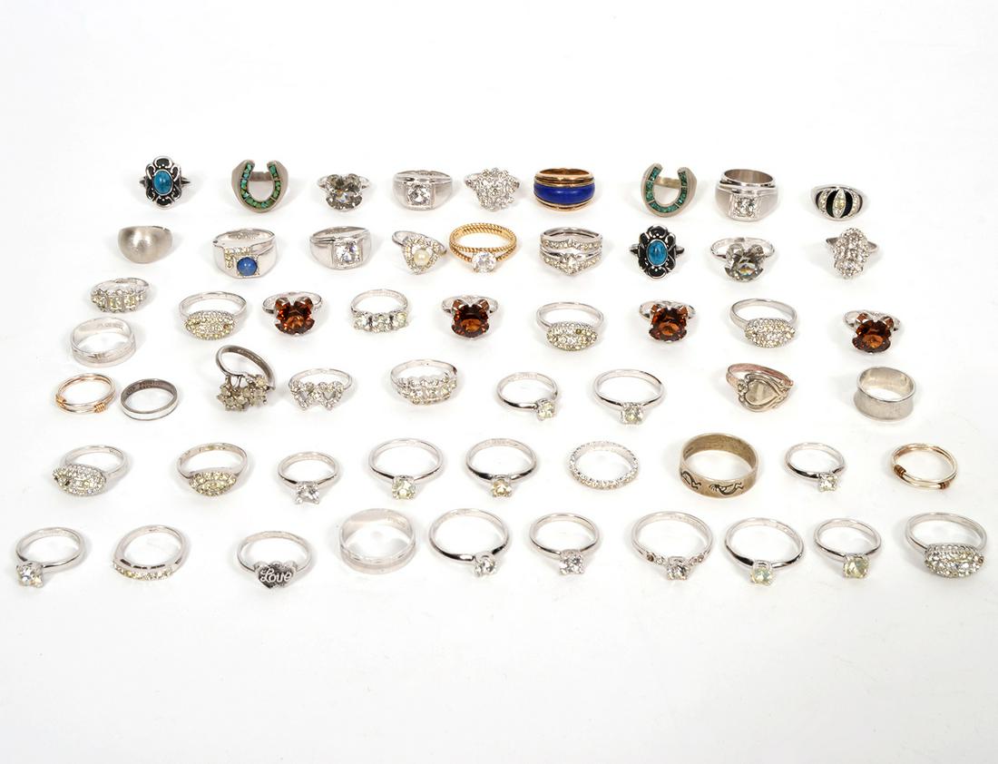 Lot of 56 New Sterling Electroplate Rings (1 of 7)