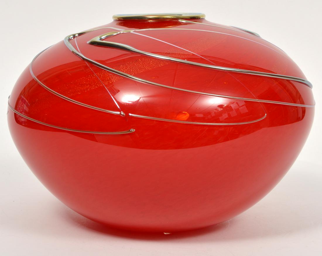 Scott Laura Art Glass Globular Red Vase (1 of 7)