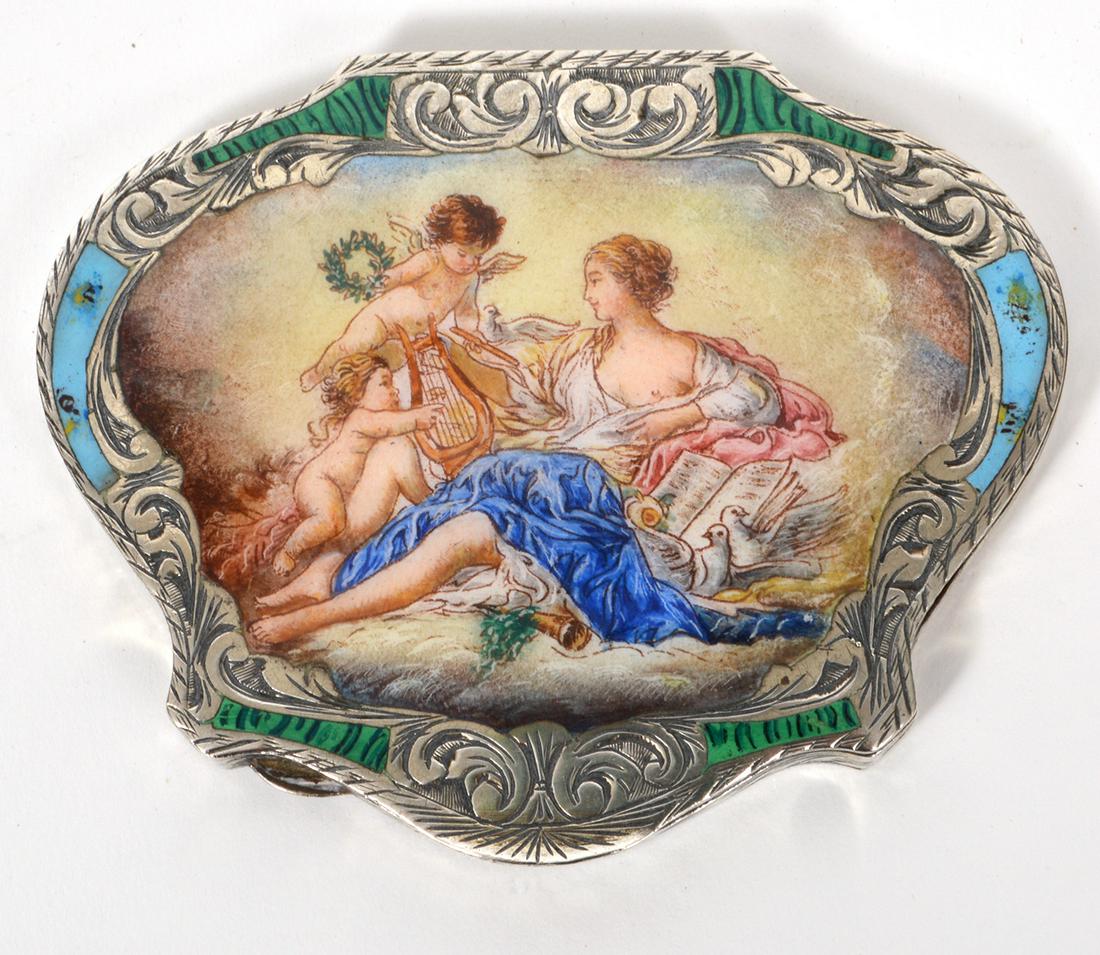 Vintage Continental Silver and Enamel Compact (1 of 6)
