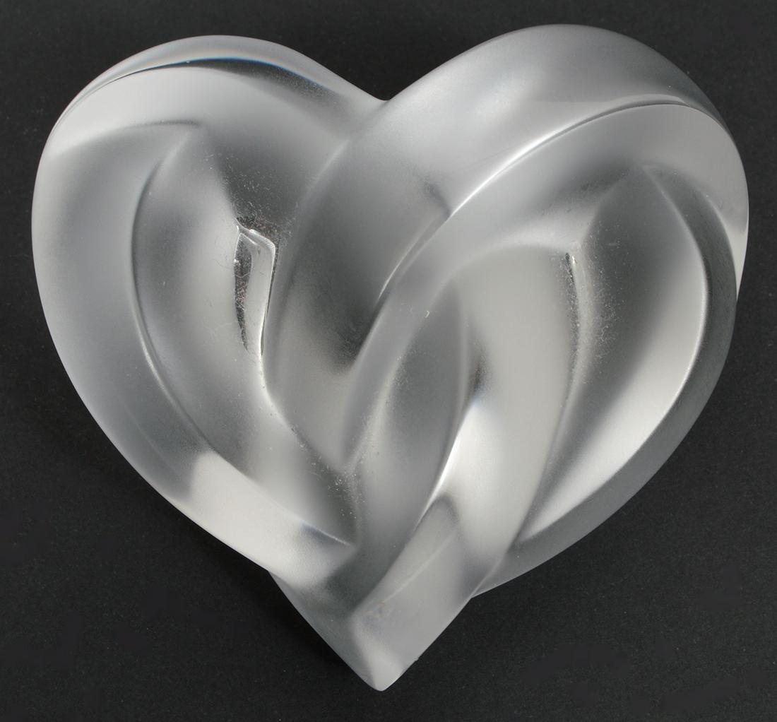 Lalique Sculptured Frosted Heart Paperweight (1 of 7)