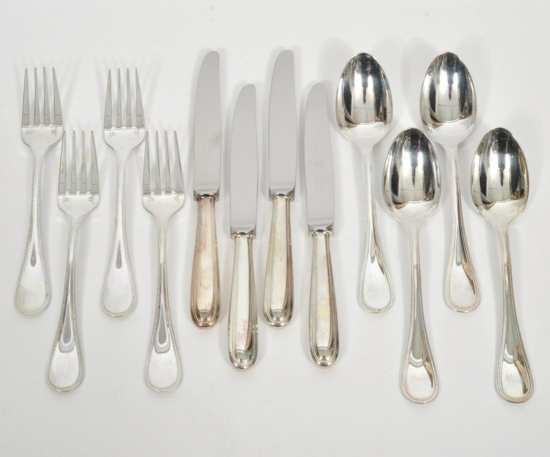 12 Pcs. Christofle Silverplate 'Perles' Flatware (1 of 4)