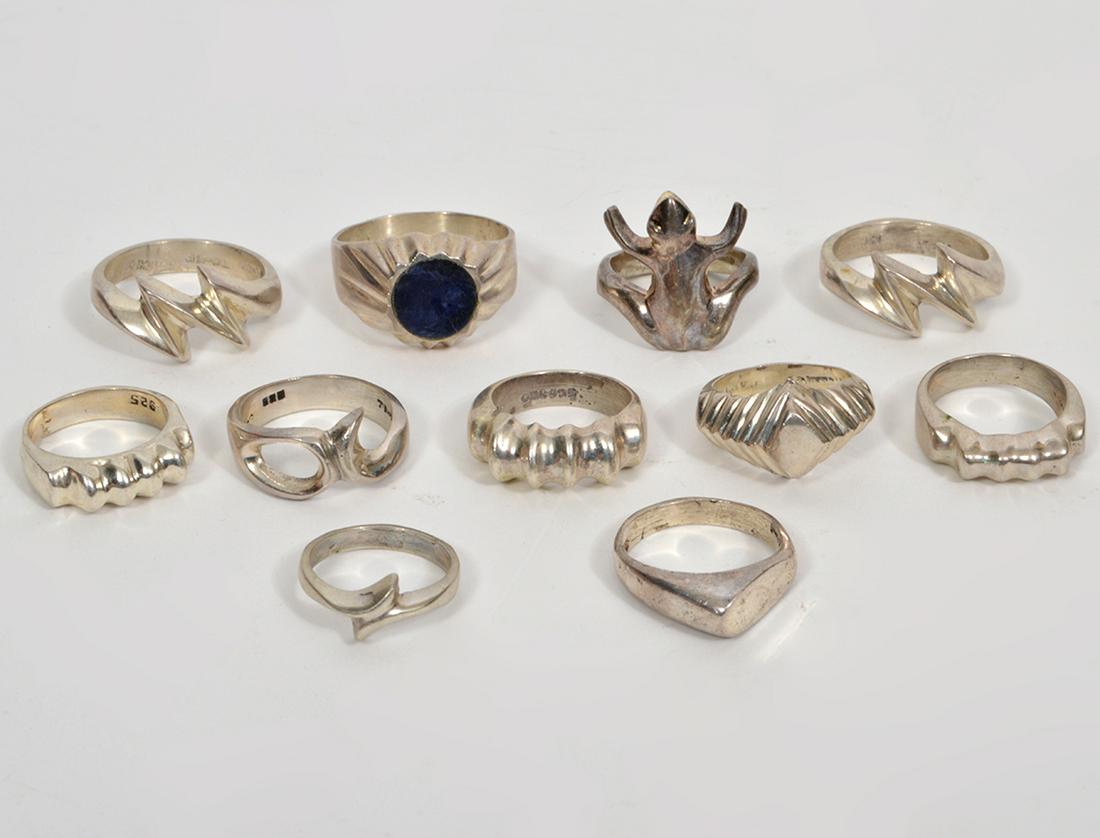 11 Mexican Sterling Silver Rings (1 of 3)
