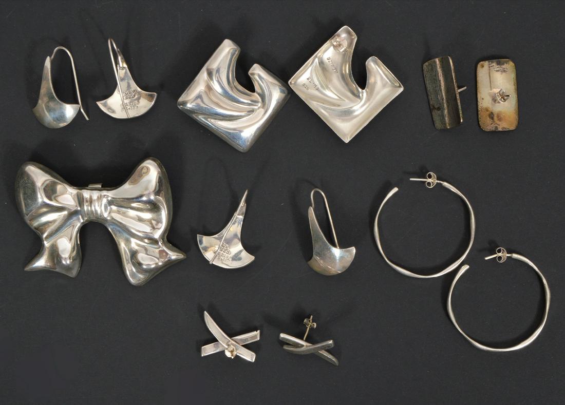 Mexican Sterling Jewelry Earrings Brooch (1 of 3)