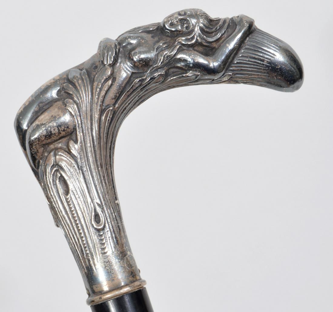 Art Nouveau Silver Erotica Walking Stick (1 of 6)