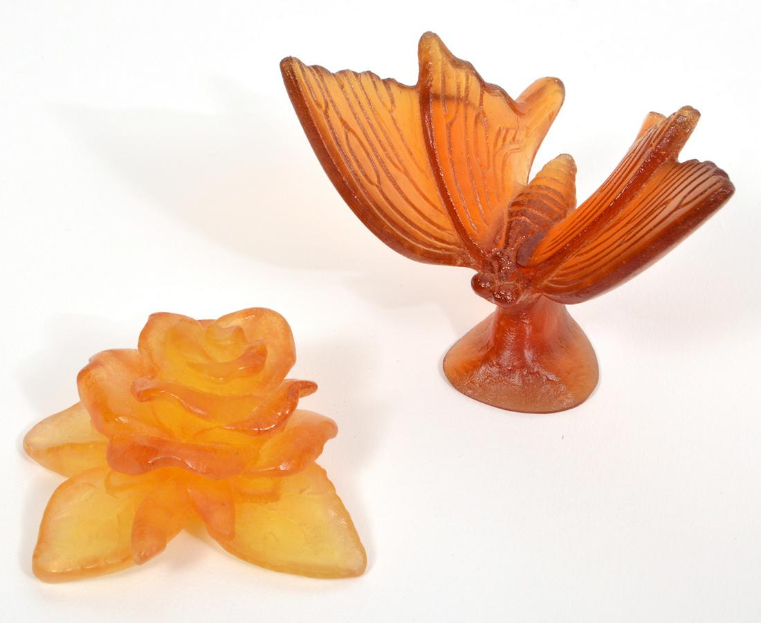 2 Pieces of Amber Daum Pate De Verre Crystal (1 of 6)