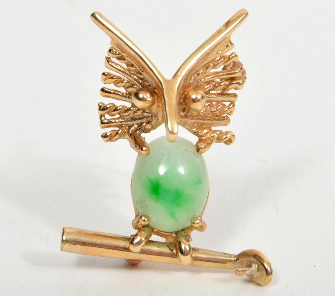 14K YG & Jade Owl Pendant 3.3 DWT (1 of 5)