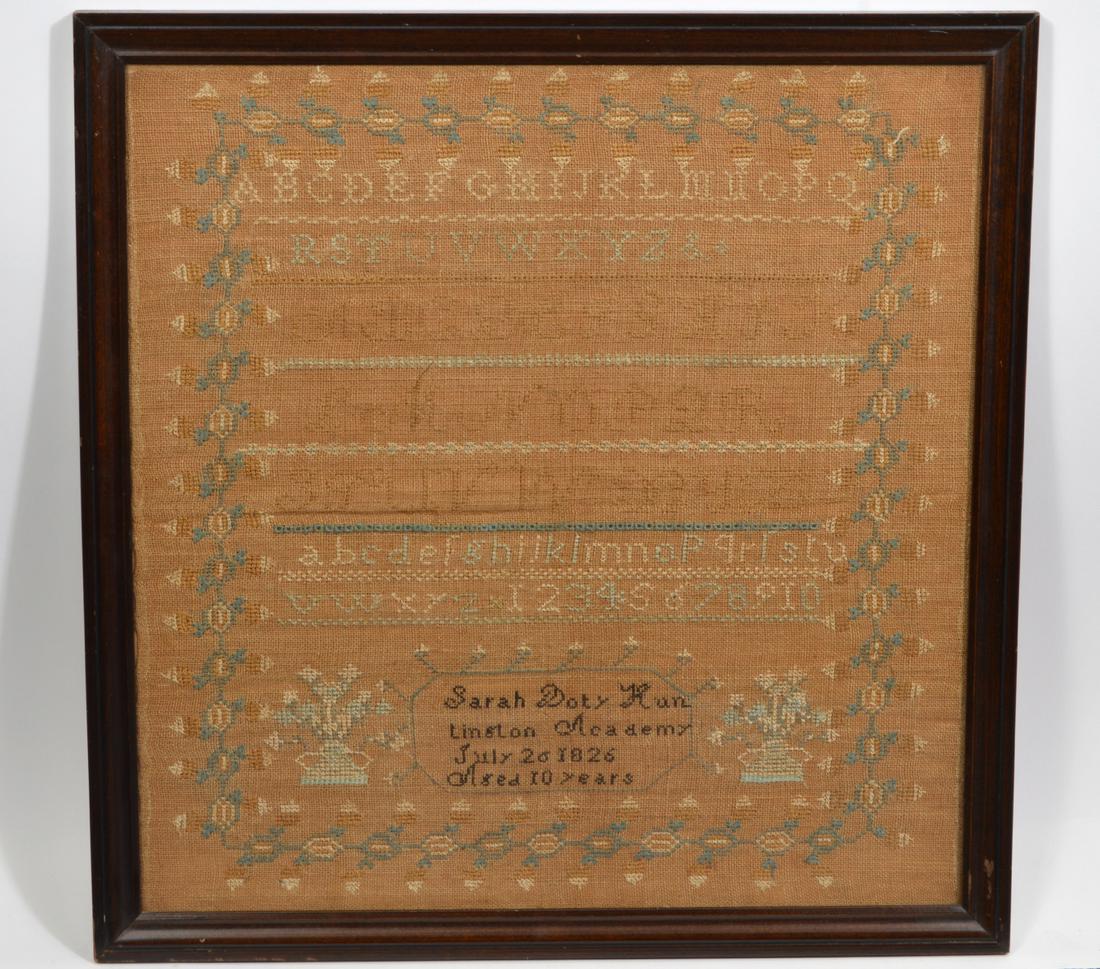 Sampler Sara Doty Huntington Academy July 20 1826 (1 of 3)