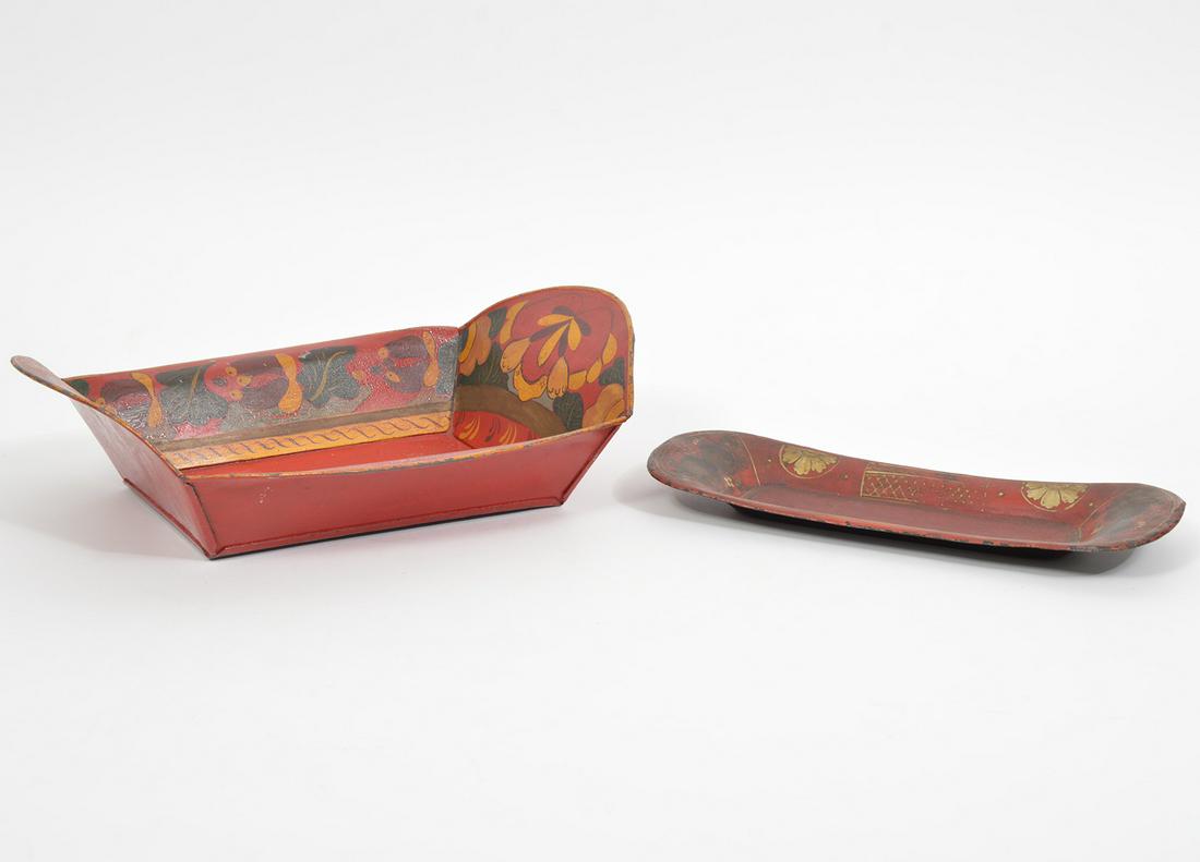 2 Hand Painted Red Tole Pieces (1 of 6)