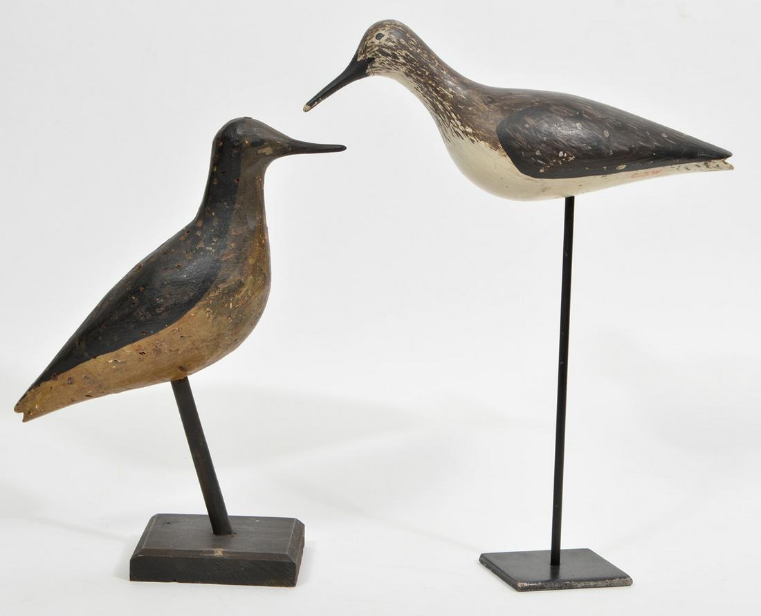 2 Antique Carved Wood Shore Birds on Stands (1 of 10)