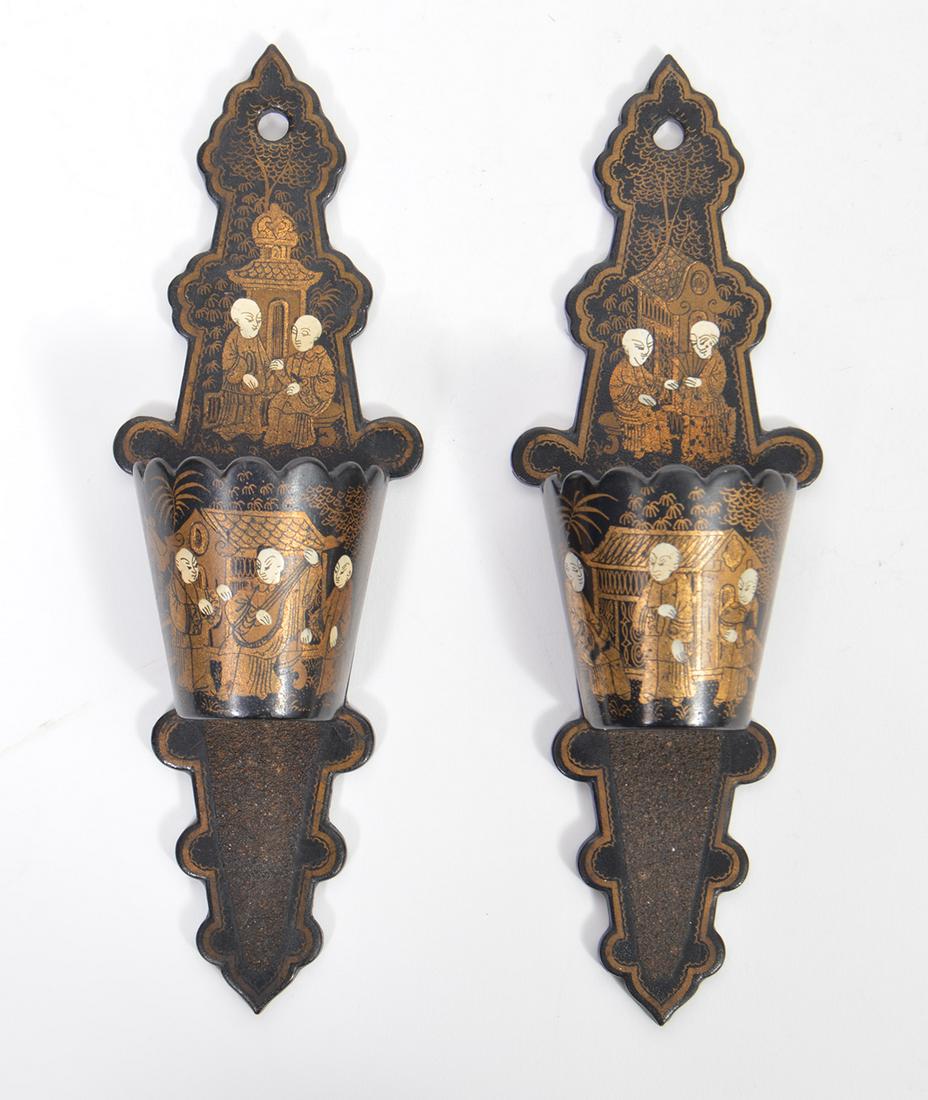 19th C. Pair Lacquered Papier Mache Match Safes (1 of 8)