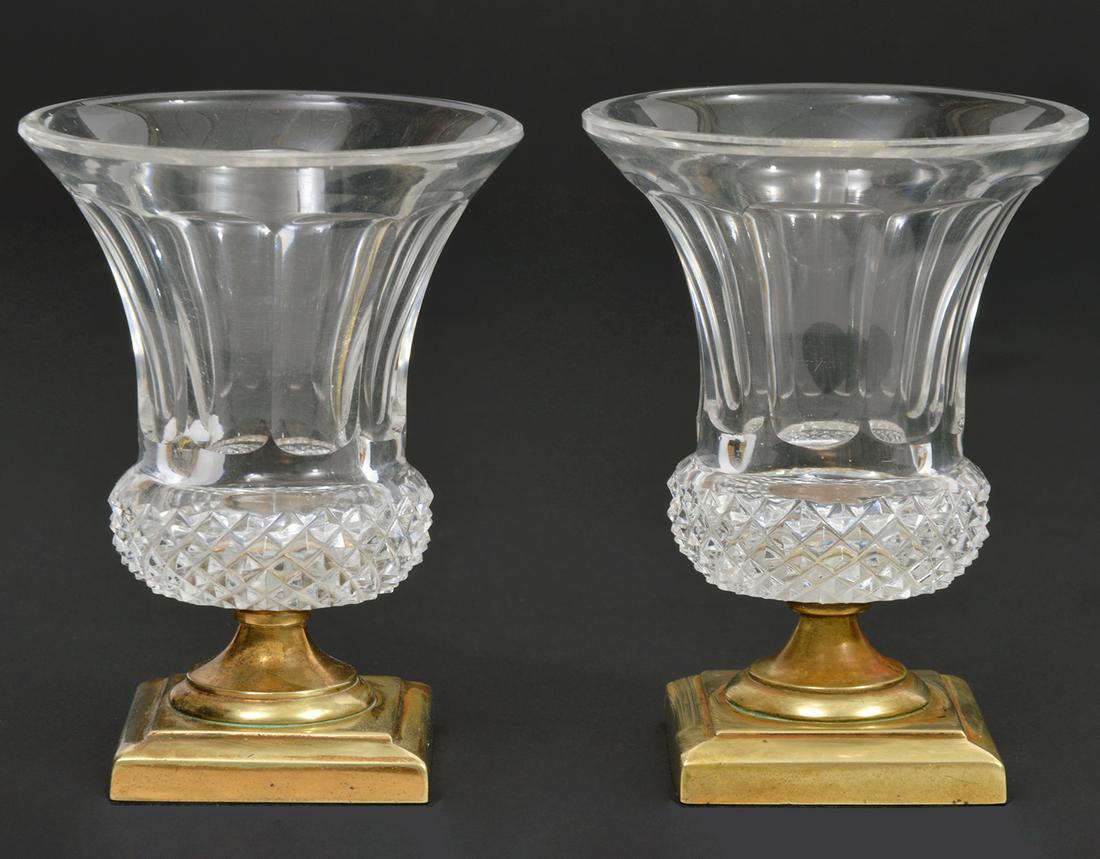 Pair Cut Crystal and Bronze Toothpick Holders (1 of 4)