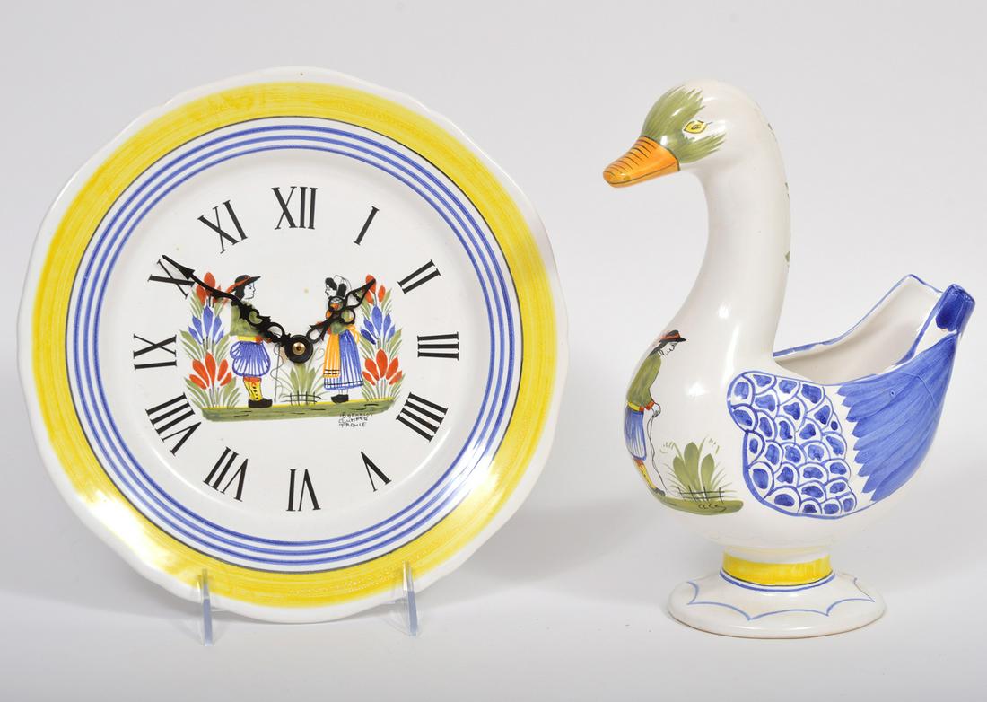 French Quimper Duck Planter & Plate Wall Clock (1 of 10)