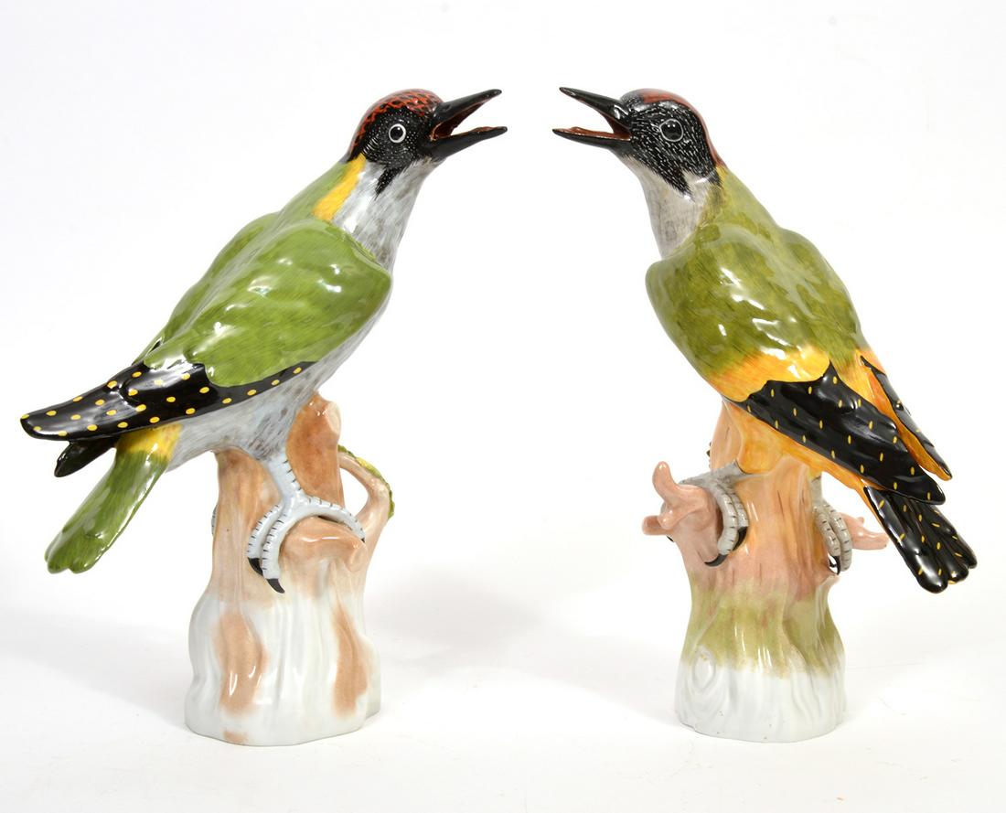 Pair of Large Dresden Porcelain Birds on Branches (1 of 7)