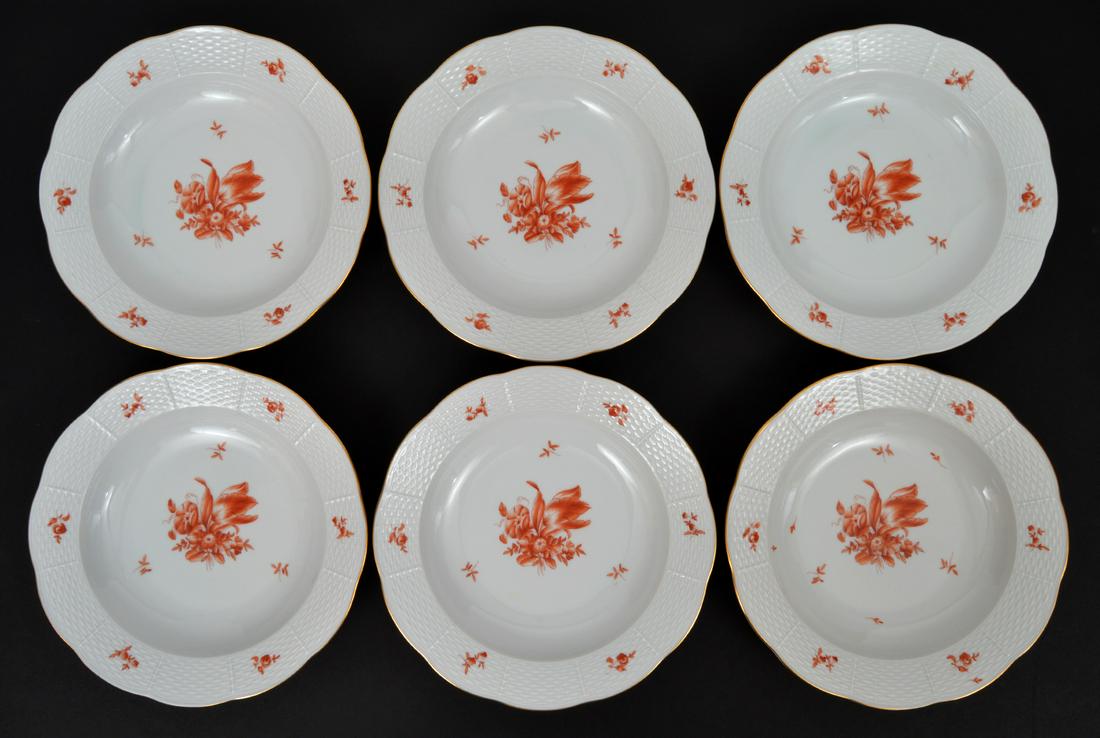 6 Herend Rust Chinese Bouquet Soup Bowls (1 of 5)