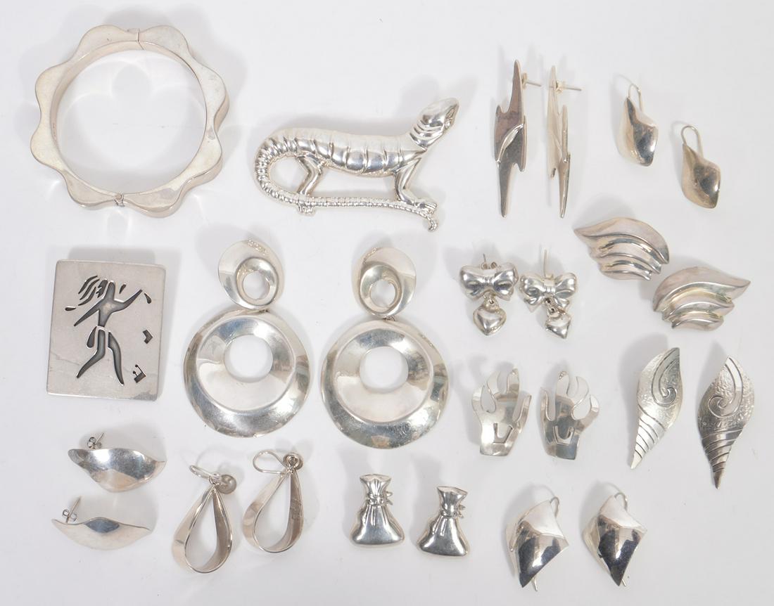Mexican Sterling Earrings, Brooches & Bracelet (1 of 11)