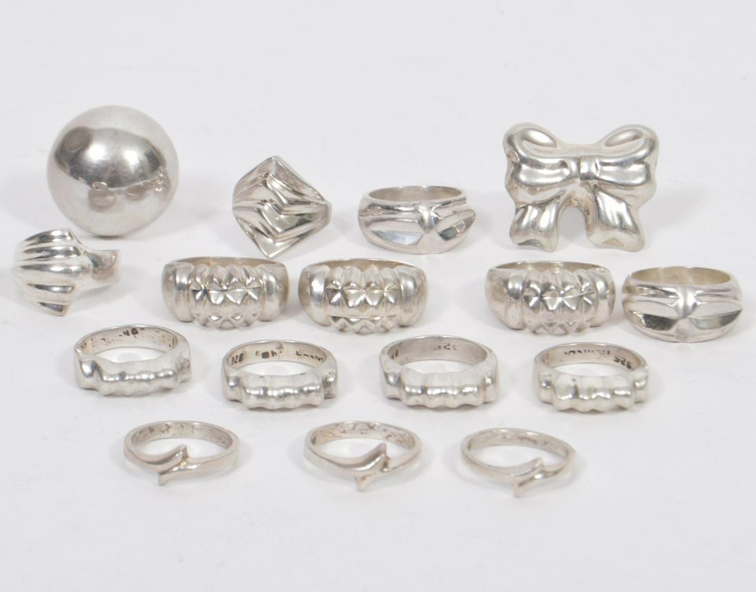 16 Mexican Sterling Silver Rings 131gr (1 of 4)