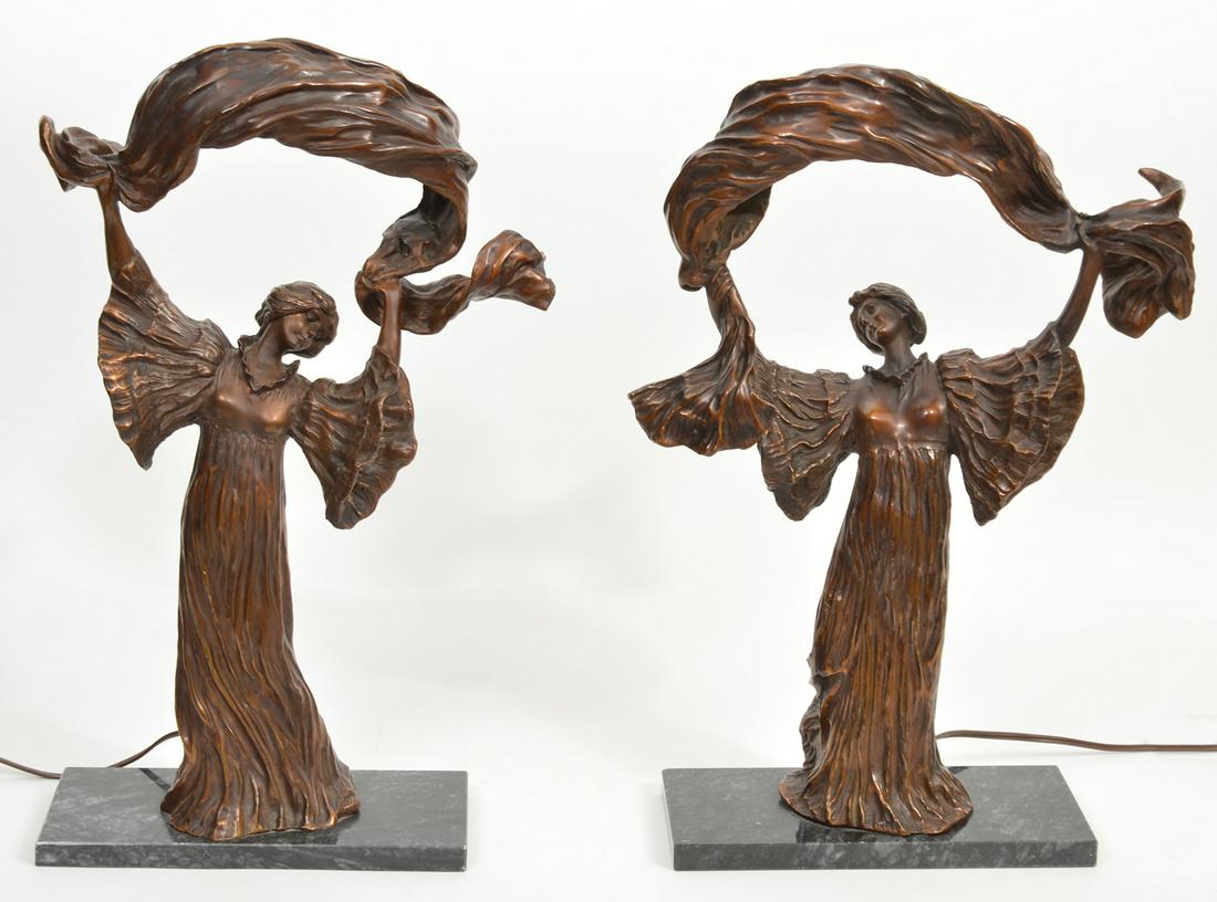 Pair of Bronze Lamps After Francois Raoul Larche (1 of 8)