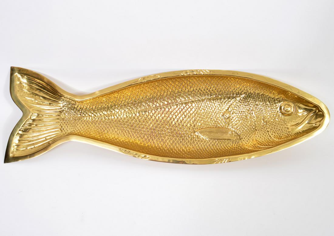 Valenti Spain Large Midcentury Brass Fish Platter (1 of 7)