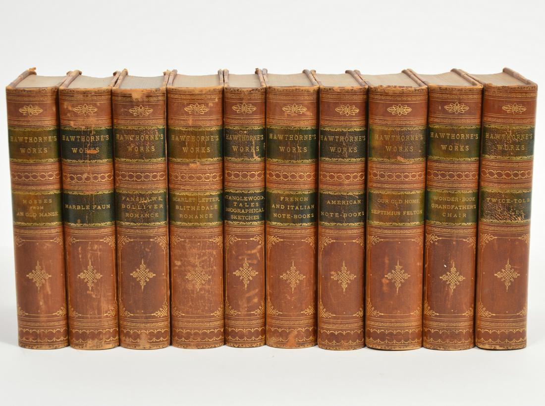 10 Volumes 'Hawthorne's Works' Leather Bound (1 of 9)