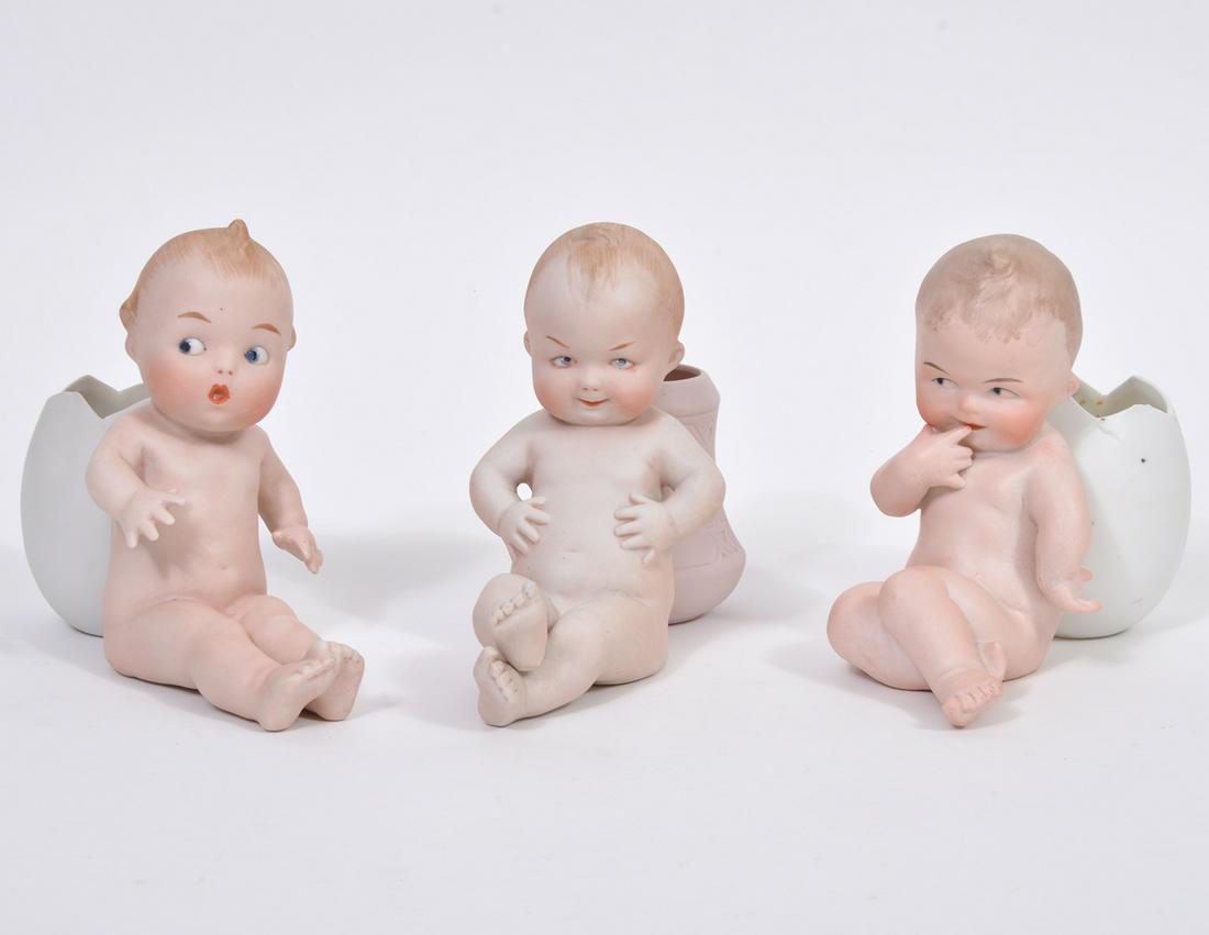 3 Heubach Bisque Cracked Egg Piano Babies (1 of 5)