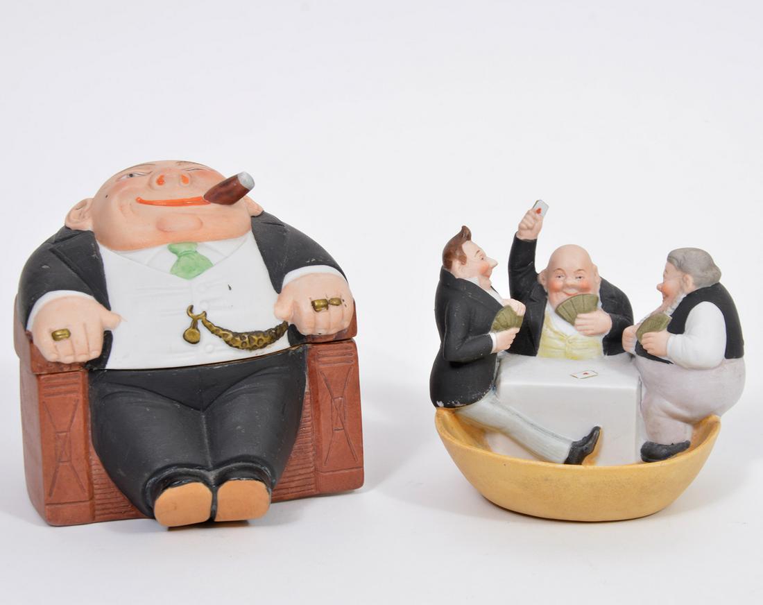 2 Attr. Schafer & Vater Bisque Smoking Figurines (1 of 8)