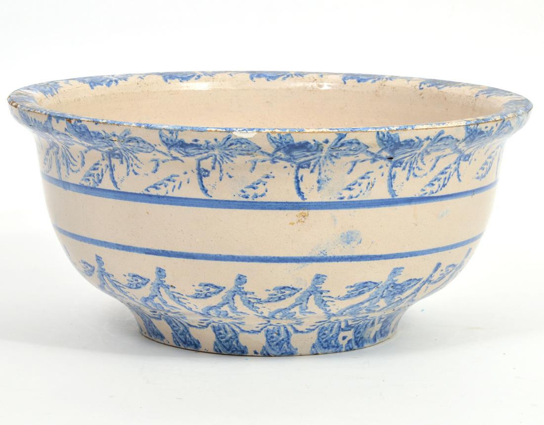 Blue & White Spongeware Bowl with Footed Base (1 of 5)