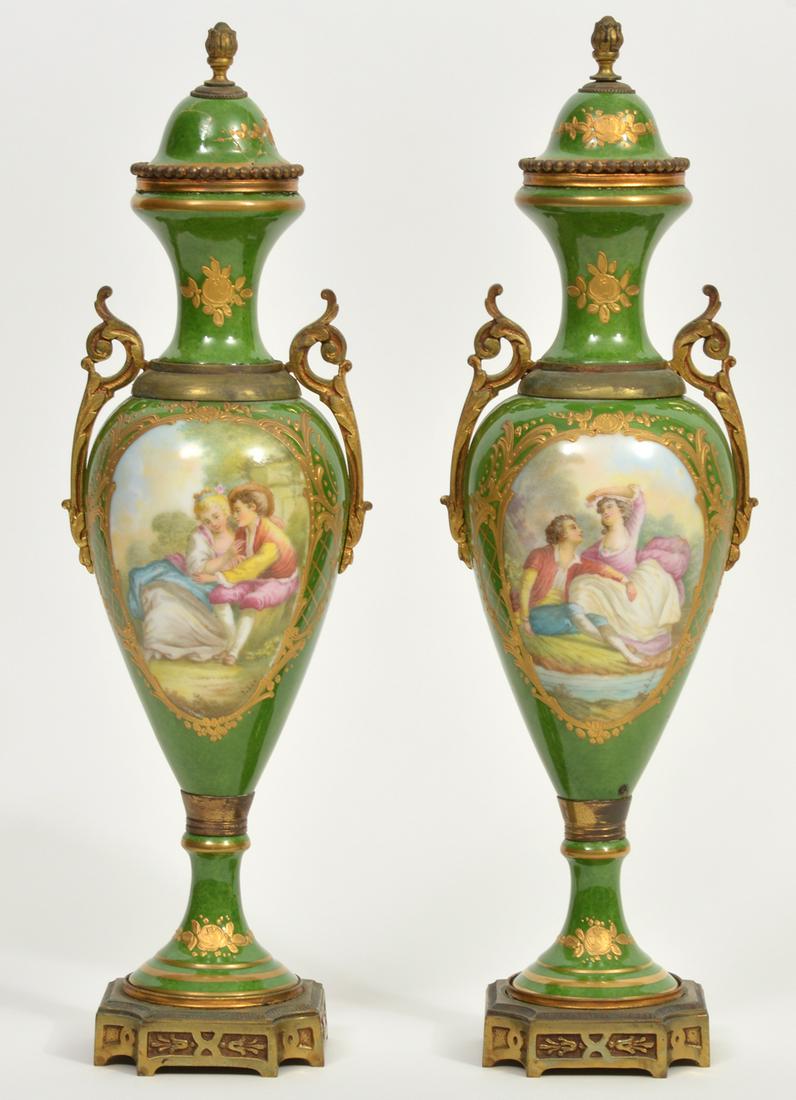 Pr. Sevres Style Bronze Mounted Urns (1 of 9)