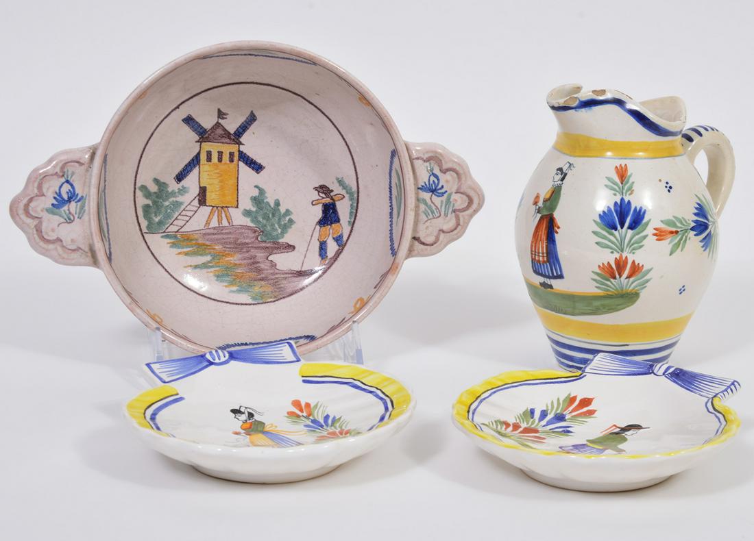 4 Henriot Quimper Faience Pottery Pieces (1 of 14)